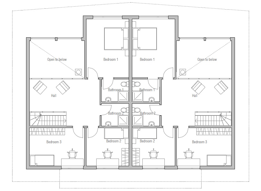 house design modern-duplex-house-plan-ch158D 12